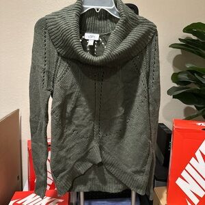 LOFT Women's Green Cowl Neck Sweater